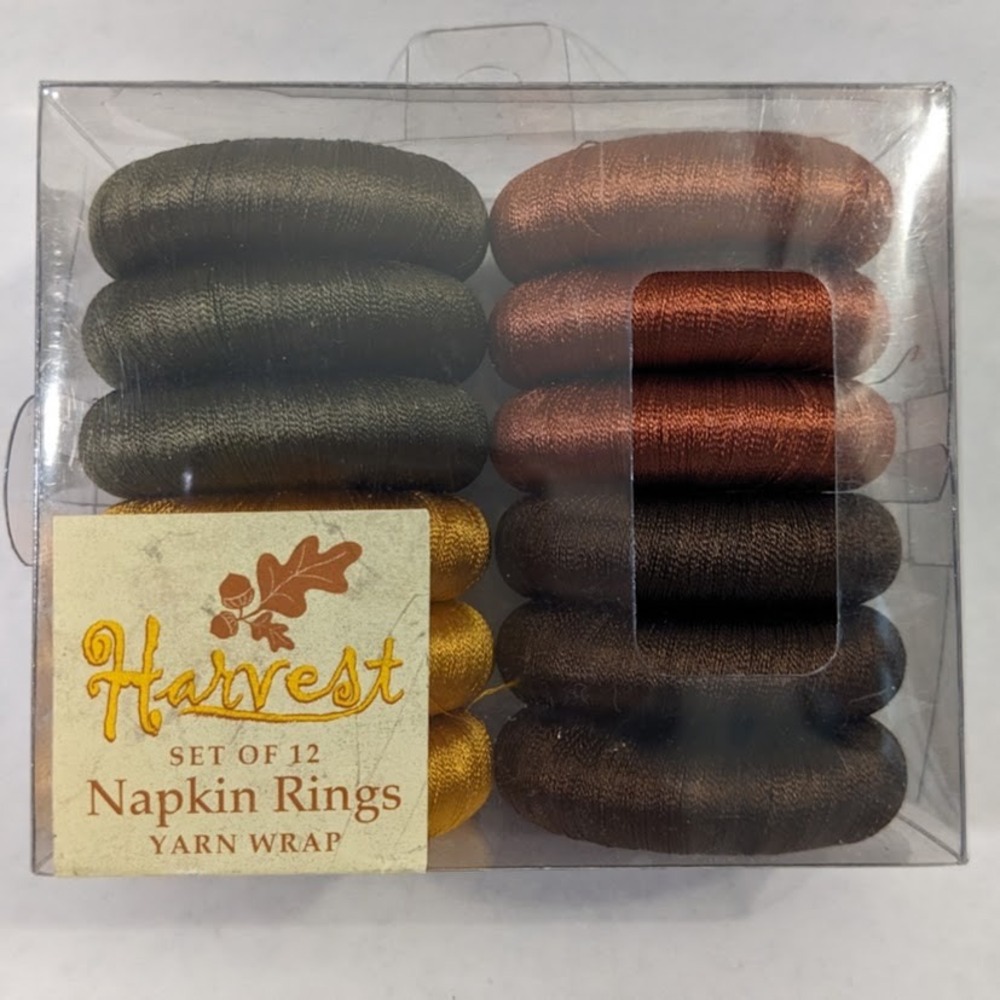 Harvest Set of 12 Yarn Wrap Napkin Rings Autumn Colors Bed Bath & Beyond New